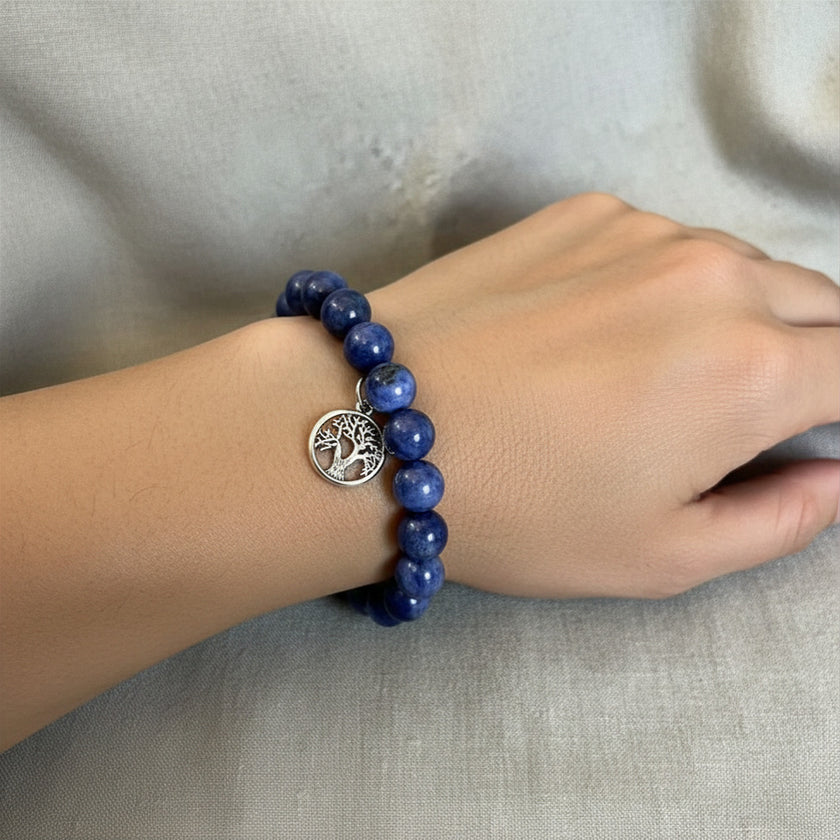 Pulsera Sodalita con Charm del Árbol de la Vida 10 mm