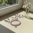 Pulsera Ágata Gris con Charm Flor 8mm