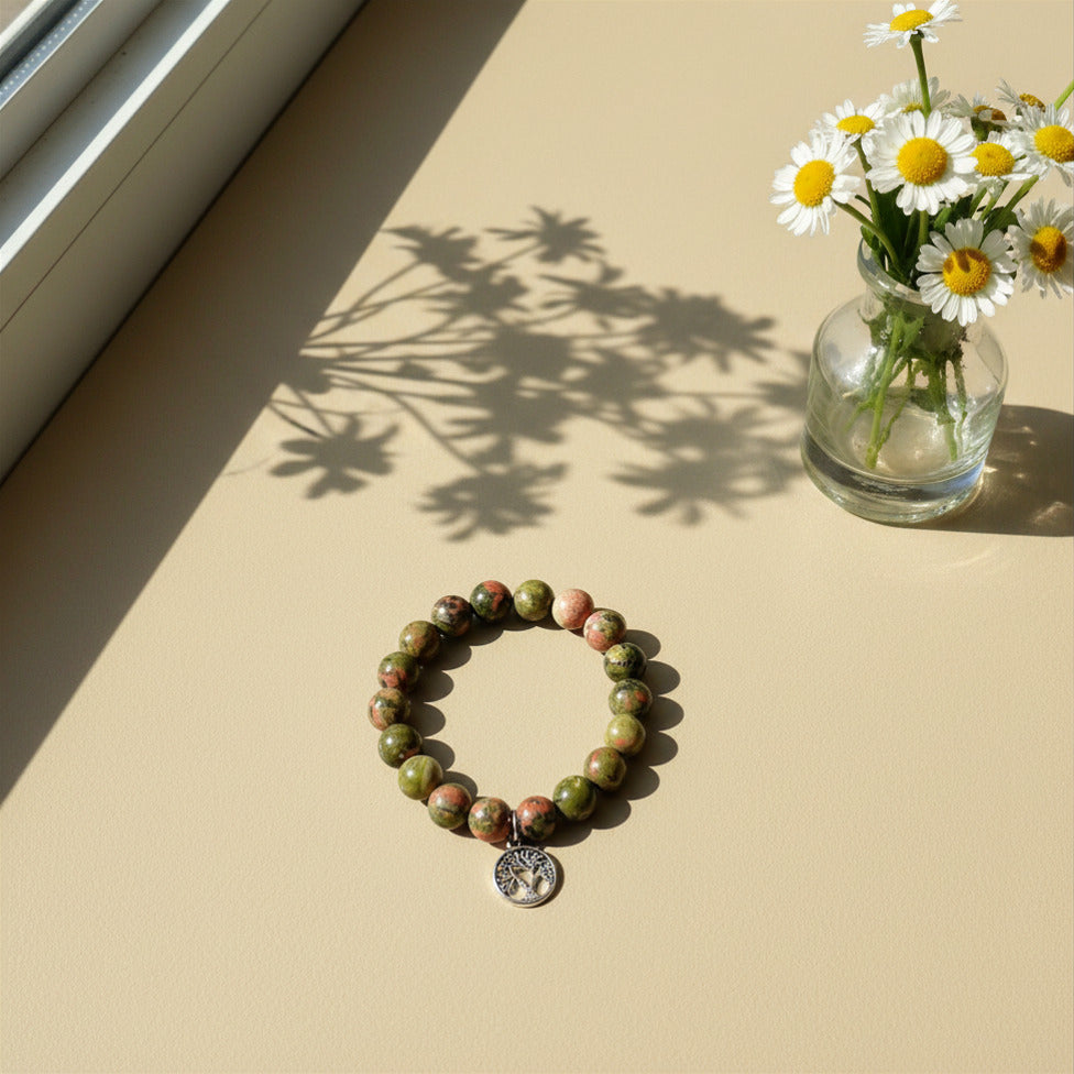 Pulsera Unakita con Charm Árbol de la Vida