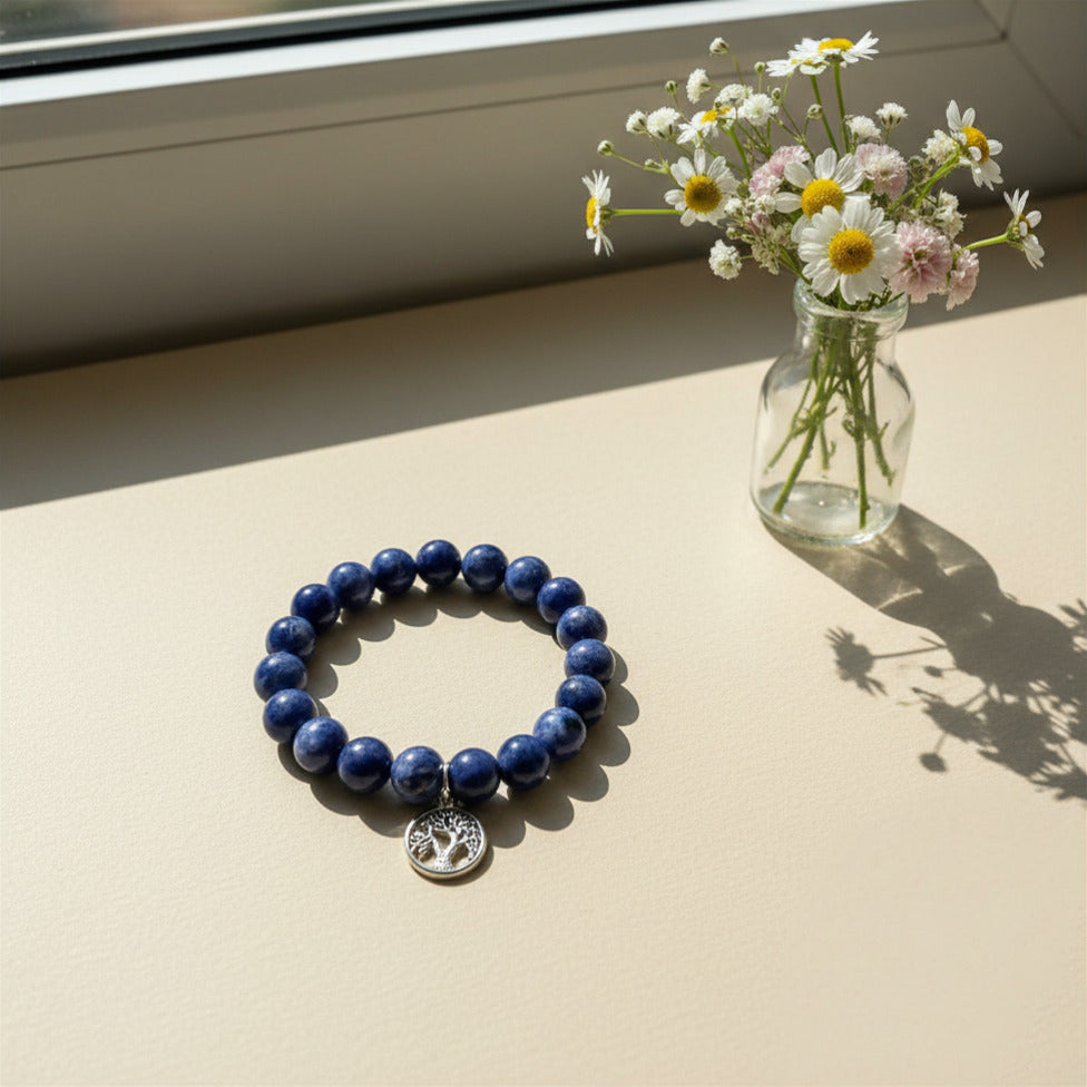 Pulsera Sodalita con Charm del Árbol de la Vida 10 mm