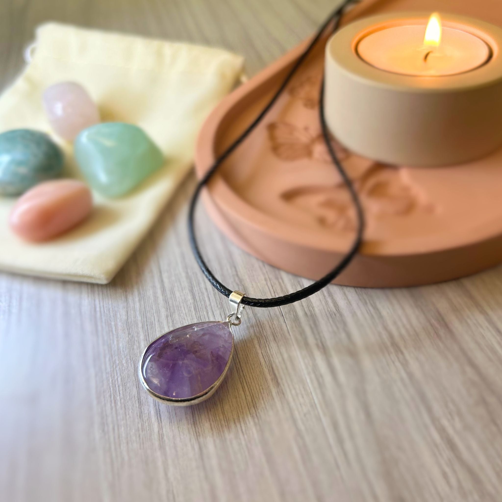 Colgante Gota Pulida de Amatista