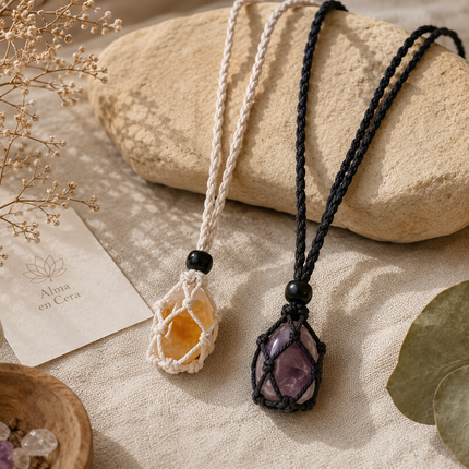 Colgante de Macramé con Mineral a Elegir