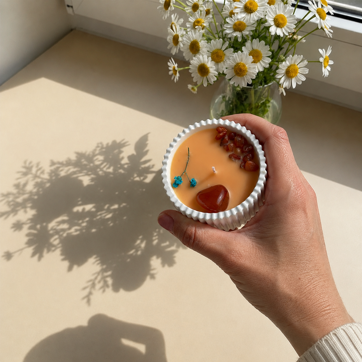 Tierra de Oro · Vela Aromática Artesanal para Enraizamiento y Seguridad con Cornalina