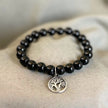 Pulsera de Turmalina Negra con Charm del Árbol de la Vida