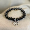 Pulsera de Turmalina Negra con Charm del Árbol de la Vida