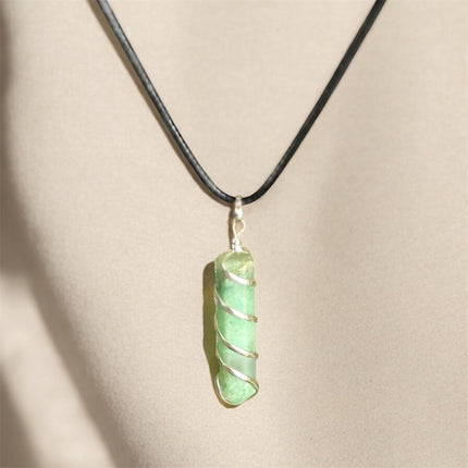 Colgante Barra con Espiral  Cuarzo Verde