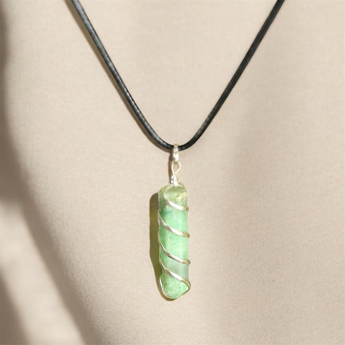 Colgante Barra con Espiral  Cuarzo Verde