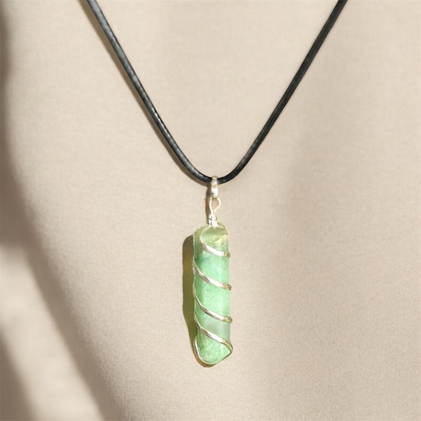 Colgante Barra con Espiral  Cuarzo Verde