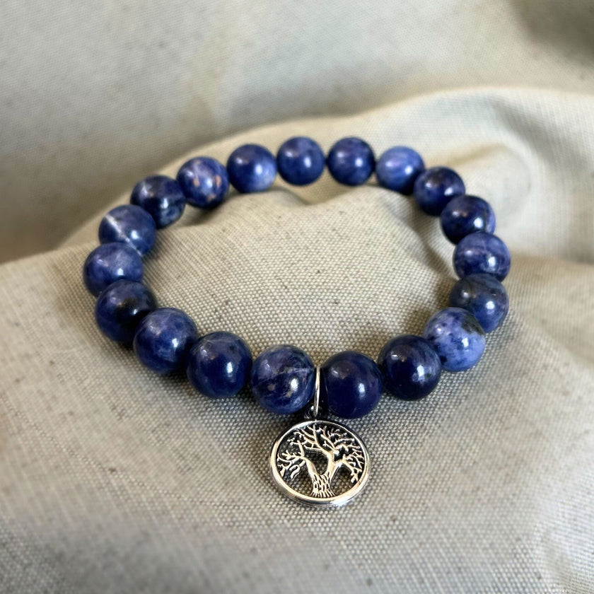 Pulsera Sodalita con Charm del Árbol de la Vida 10 mm