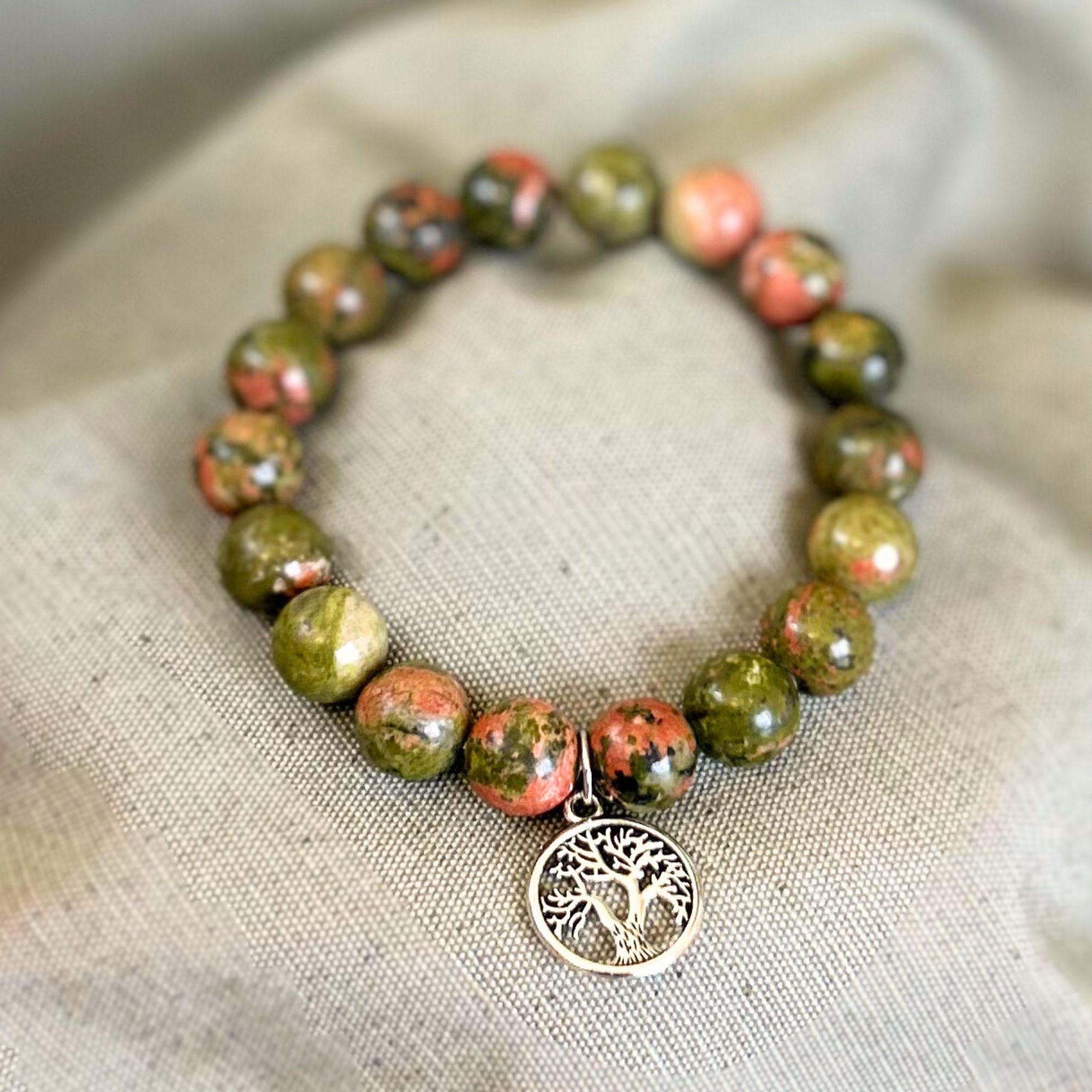 Pulsera Unakita con Charm Árbol de la Vida
