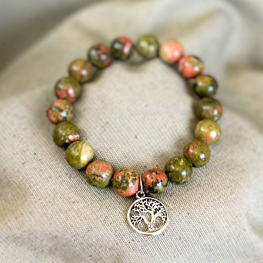 Pulsera Unakita con Charm Árbol de la Vida