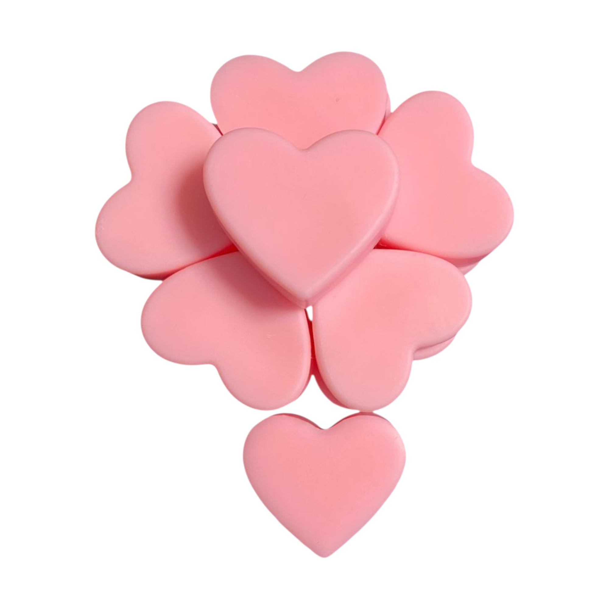 Wax melts artesanales en forma de corazón rosa para autocuidado y calma emocional.