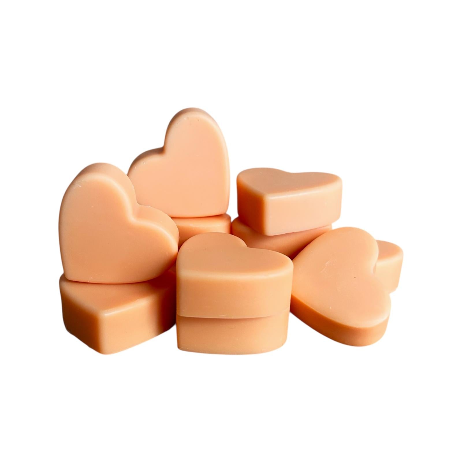 Corazones de cera vegetal color naranja Tierra de Oro hechos a mano