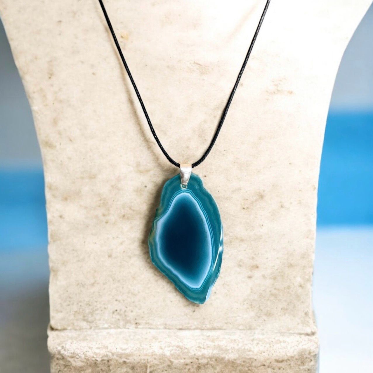 Colgante Laminado de Ágata Teñida Azul