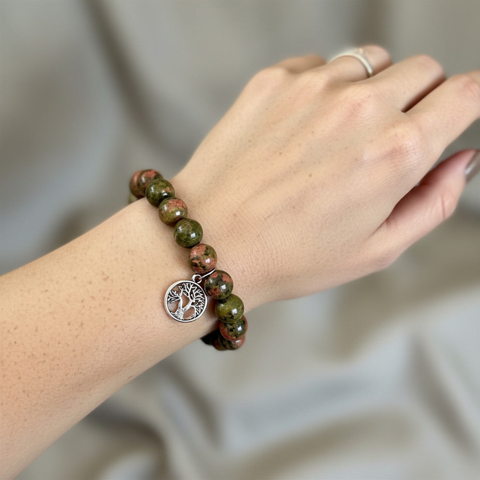 Pulsera Unakita con Charm Árbol de la Vida